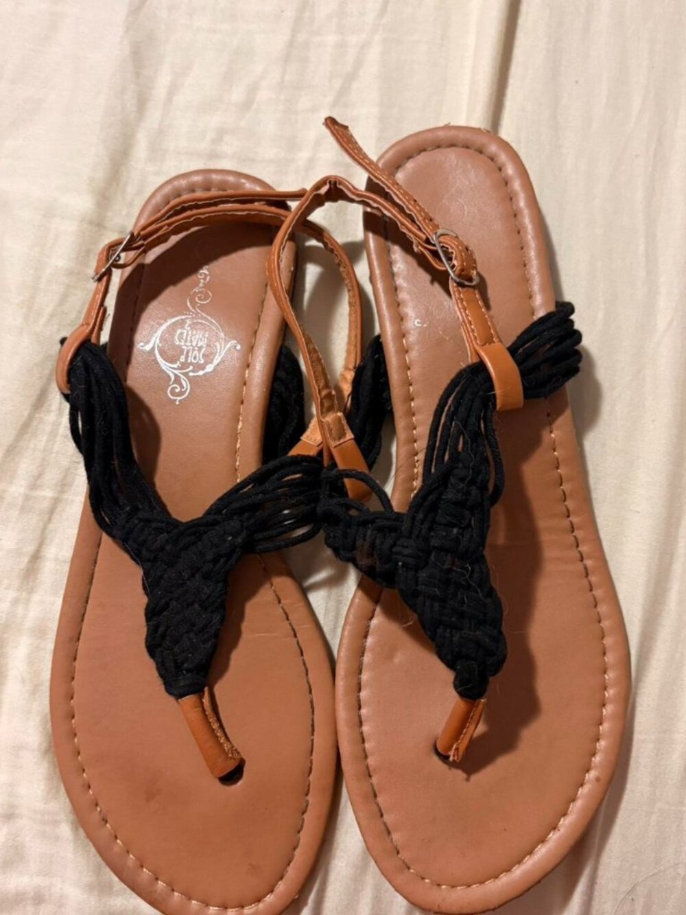 Women's Black and Brown Sandals